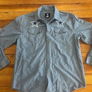 NFL Dallas Cowboys x Darius Rucker Pearl Snap Button Up Shirt Gray Men's Size L